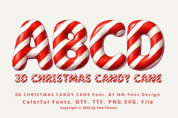 3D Christmas Candy Cane Font for Festive Branding